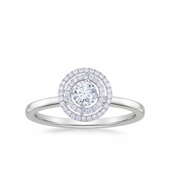 Solitaire Ring 18ct Whitegold with Diamonds FaCaDoro (No 53)