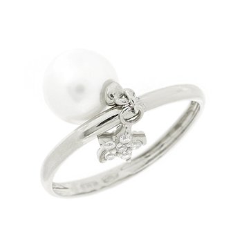 Ring 14ct White Gold with Zircon and pearl SAVVIDIS (No 52)