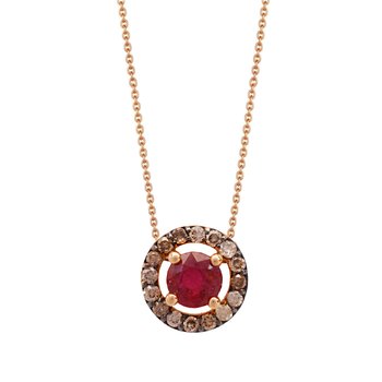 Necklace 18K Rose Gold with Ruby and Diamonds by SAVVIDIS