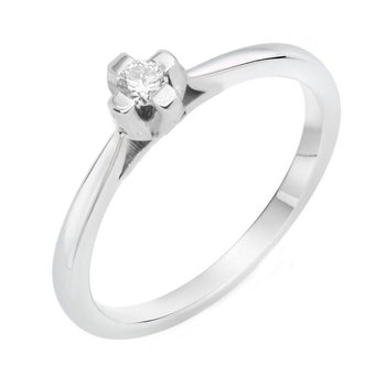Solitaire ring 18ct white gold with diamonds FaCaDoro