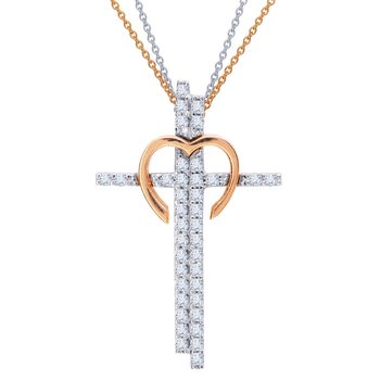 Cross 14ct white gold and rose gold with zircon SAVVIDIS