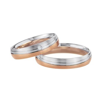 Wedding rings in 8ct Rose Gold and White Gold Breuning