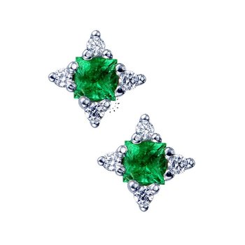 Earrings 18ct white gold with emeralds and diamonds SAVVIDIS