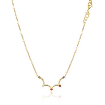JCOU Rainbow 14ct Gold-Plated Sterling Silver Necklace With Multi-colored Zircons