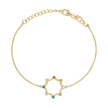 JCOU Rainbow 14ct Gold-Plated Sterling Silver Bracelet With Multi-colored Zircons