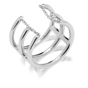 JCOU Chains Rhodium-Plated Sterling Silver Ring