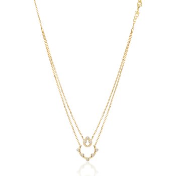 JCOU Round minimal 14ct Gold-Plated Sterling Silver Necklace With White Zircons