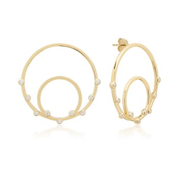 JCOU Round minimal 14ct Gold-Plated Sterling Silver Earrings With White Zircons