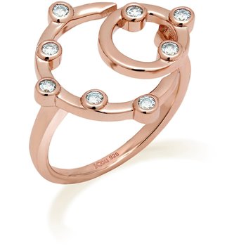 JCOU Round minimal 14ct Rose-Gold-Plated Sterling Silver Ring With White Zircons