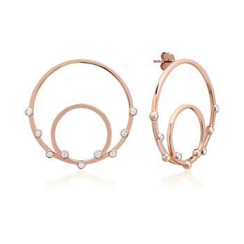 JCOU Round minimal 14ct Rose-Gold-Plated Sterling Silver Earrings With White Zircons