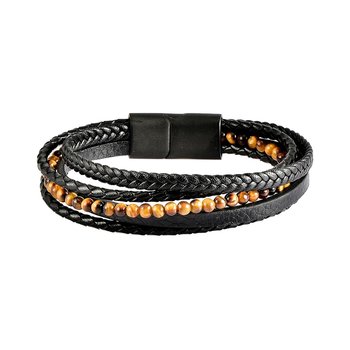 U.S. POLO Brandon Stainless Steel and Leather Bracelet