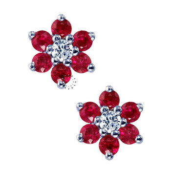 Earrings 18ct White Gold SAVVIDIS with Diamonds and Rubies