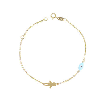 Ino&Ibo 14ct Gold Bracelet with Evil Eye Protection