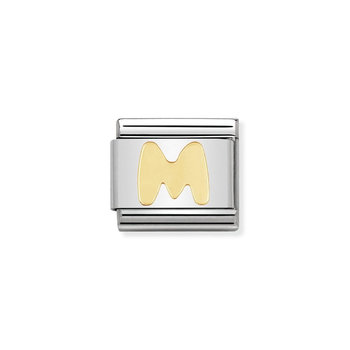 NOMINATION Link - LETTERS in stainless steel with 18k gold M