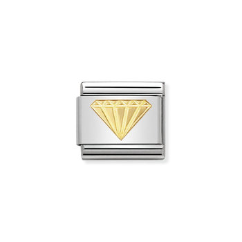 NOMINATION Link - GOOD LUCK in stainless steel with 18k gold Diamond