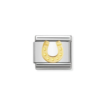 NOMINATION Link - GOOD LUCK in stainless steel with 18k gold Danish horseshoe
