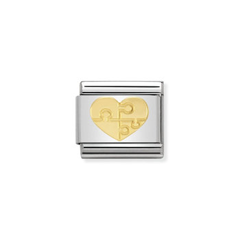 NOMINATION Link - LOVE in stainless steel with 18k gold (18_Heart with puzzle)