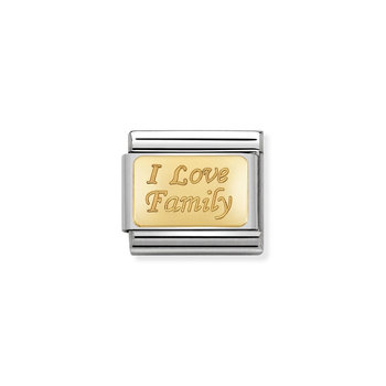 NOMINATION Link - ENGRAVED SIGNS in stainless steel with 18k gold CUSTOM I Love Family