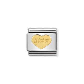 NOMINATION Link - SYMBOLS and steel and 18k gold Sister heart