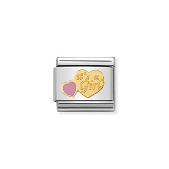 NOMINATION Link - 1 DAILY LIFE in stainless steel with enamel and 18k gold (39_It s a Girl)