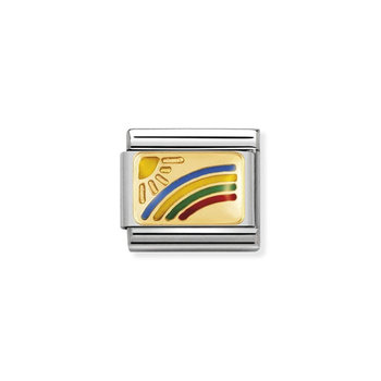 NOMINATION Link - PLATES steel , enamel and 18k gold (08_Rainbow)