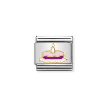 NOMINATION Link - MADAME MONSIEUR and steel and 18k gold sm Cake with candle