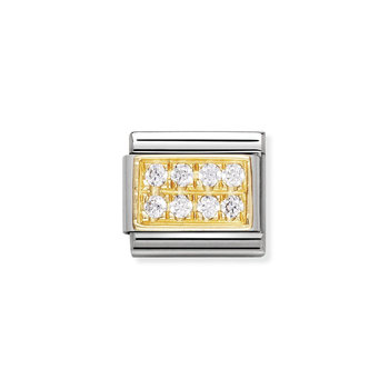 NOMINATION Link - PAVE  in stainless steel with 18k gold and Cubic Zirconia White CZ