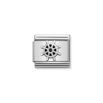 NOMINATION Link - OXIDIZED SYMBOLS in st,steel and sterling silver (26_Boat Wheel)