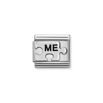 NOMINATION Link - OXIDIZED SYMBOLS in st,steel and sterling silver (41_ME Puzzle (You Me))