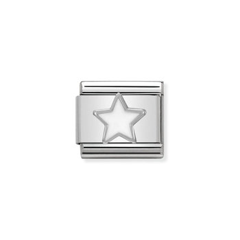 NOMINATION Link - SYMBOLS in stainless steel , enamel and silver 925 White Star