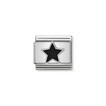 NOMINATION Link - SYMBOLS in stainless steel , enamel and silver 925 Black Star