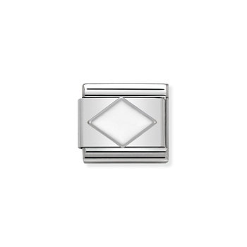 NOMINATION Link - SYMBOLS in stainless steel , enamel and silver 925 (09_White Rhombus)