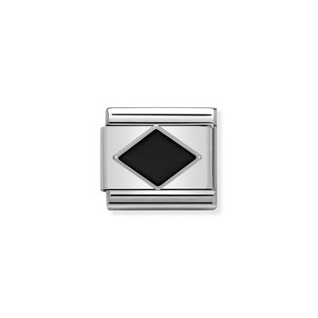 NOMINATION Link - SYMBOLS in stainless steel , enamel and silver 925 (10_Black Rhombus)