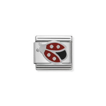 NOMINATION Link - SYMBOLS in stainless steel , enamel and silver 925 Ladybird