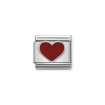 NOMINATION Link - SYMBOLS in stainless steel , enamel and silver 925 Red Heart