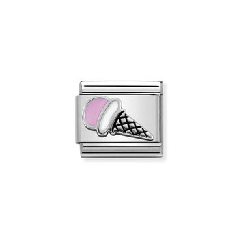 NOMINATION Link - SYMBOLS in stainless steel , enamel and silver 925