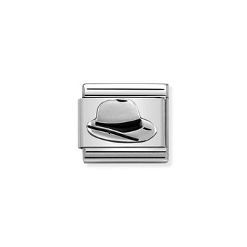 NOMINATION Link - SYMBOLS in stainless steel , enamel and silver 925 (46_Panama Hat)