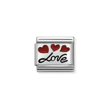 Σύνδεσμος (Link) NOMINATION - LOVE & ΚΑΡΔΙΕΣ σε ασήμι 925 με σμάλτο