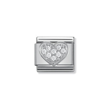 NOMINATION Link - SYMBOLS steel, Cubic zirconia and silver 925 Heart