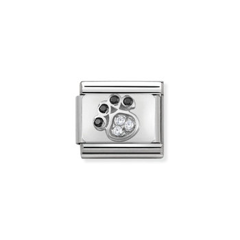 NOMINATION Link - SYMBOLS steel, Cubic zirconia and silver 925 Paw Print