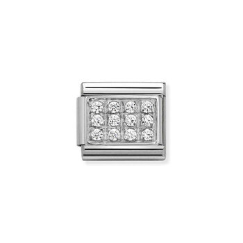 NOMINATION Link - PAVE in stainless steel, Cubic zirconia and 925 silver White CZ