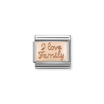 NOMINATION Link - PLATES in stainless steel with 9K rose gold CUSTOM I love Family plate