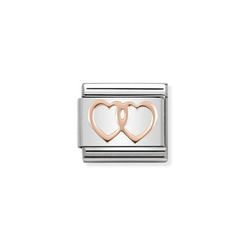 NOMINATION Link - SYMBOLS stainless steel and gold 9k Double Hearts