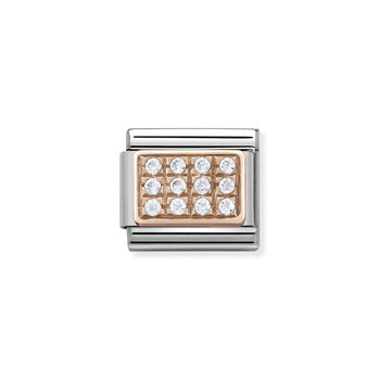 NOMINATION Link - PAVE in stainless steel with 9K rose gold and CZ (White CZ)