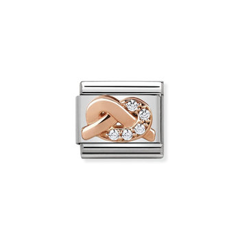 NOMINATION Link - Symbols in stainless steel with 9K rose gold and CZ WHITE knot