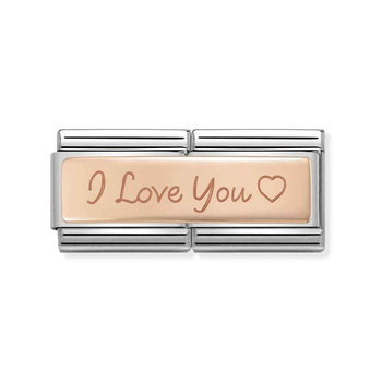 NOMINATION Link - DOUBLE ENGRAVED steel and gold 375 CUSTOM I love You
