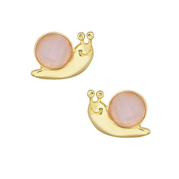 Earrings 9ct gold with Zircon and Snail by Ino&Ibo