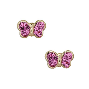 Earrings 9ct gold with Zircon and Butterflies by Ino&Ibo