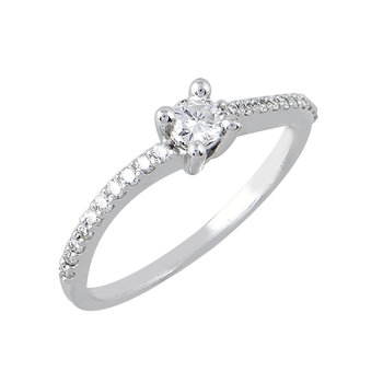 Solitaire Ring 18ct White Gold with Diamond by FaCaDoro (No 55)