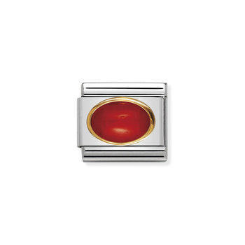 NOMINATION Link in Stainless Steel and 18K Gold with Red Coral